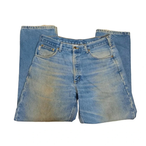 Carhartt Flannel Lined Workwear Jeans Size 34 x 30 Medium Wash Blue Denim Warm - Picture 4 of 6